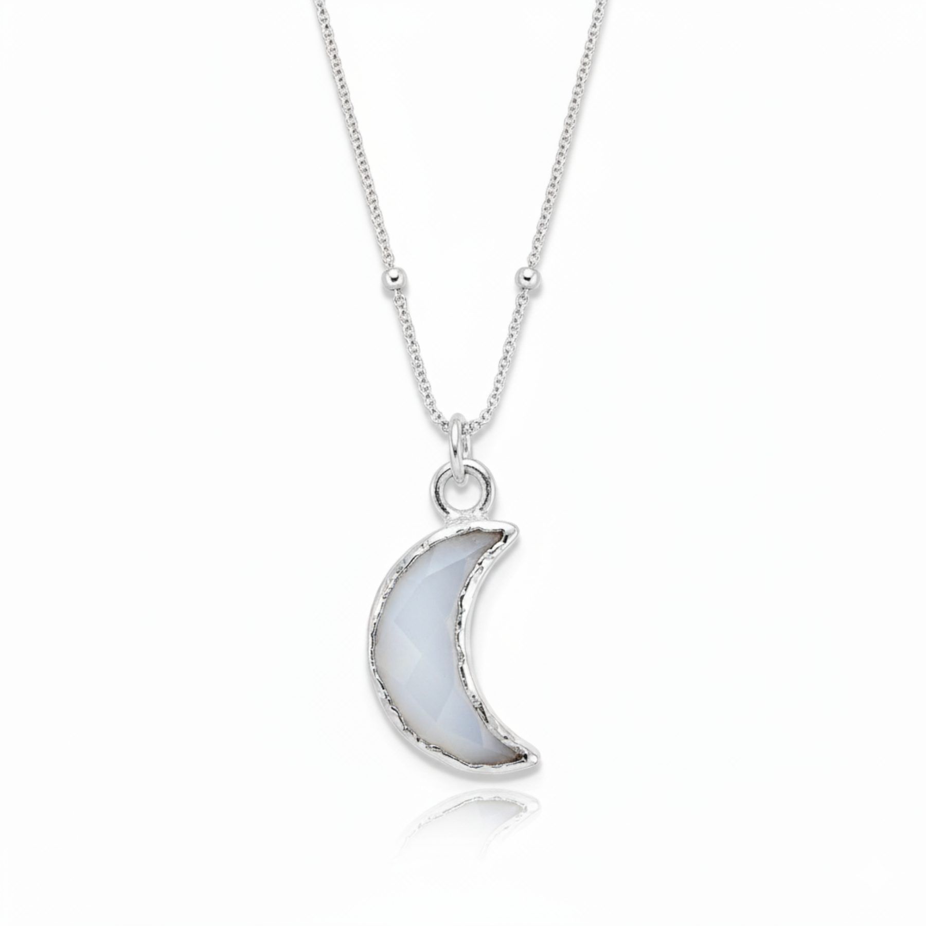 Moon Agate Sterling Silver Charm Necklace