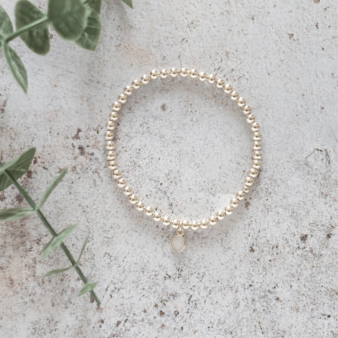 Moonstone Birthstone Bracelet in Sterling Silver or Gold Filled