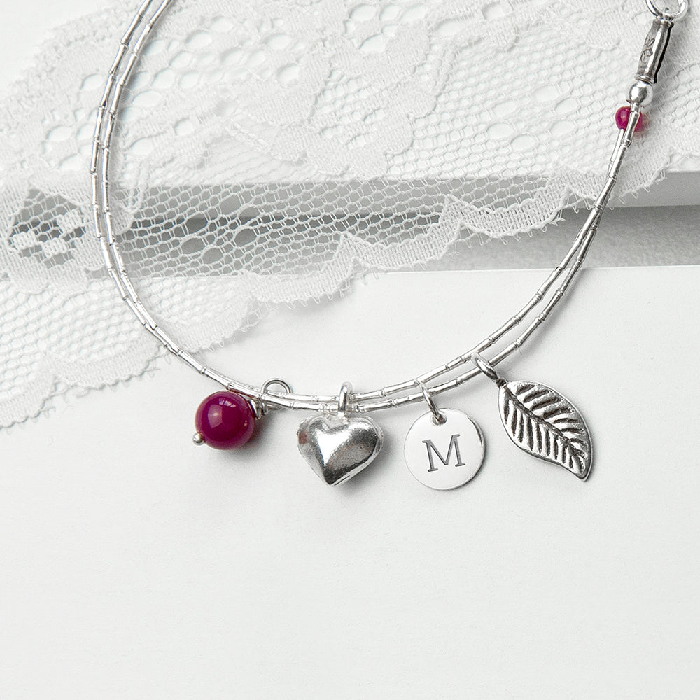 Personalised Silver Bracelet with Ruby