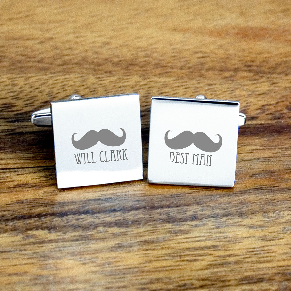 Personalised Silver Moustache Cufflinks