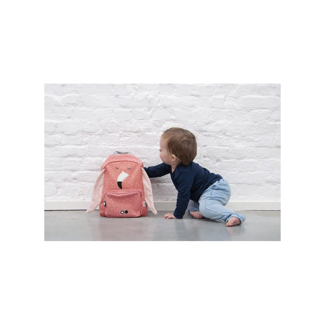 elegant mrs flamingo kids backpack with cotton lining and name tag detail