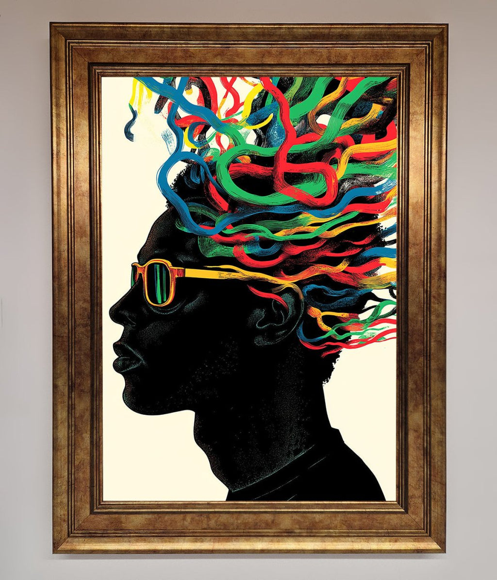 Multicolour Noodle Hair Framed Print