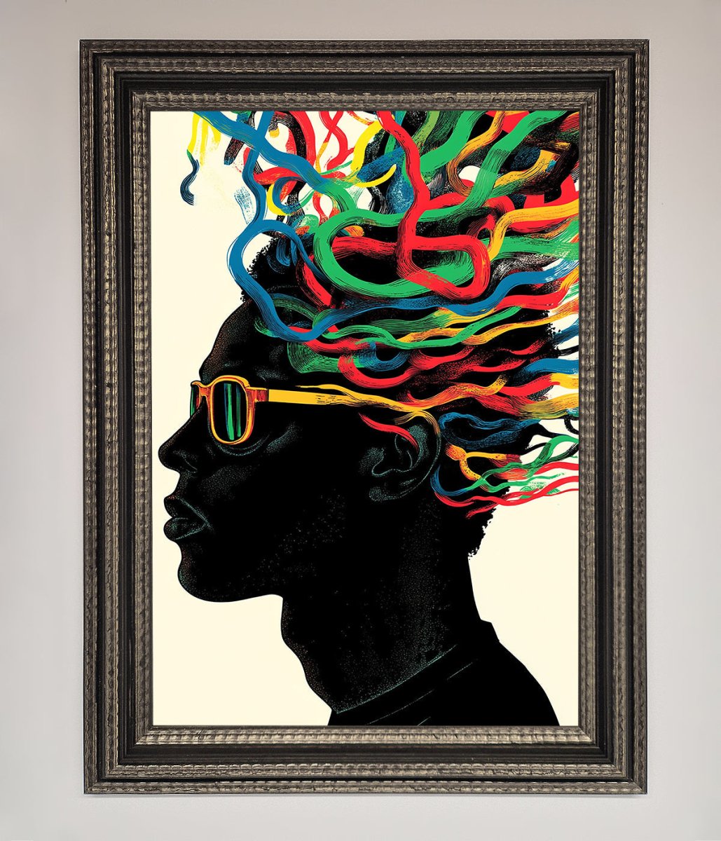 Multicolour Noodle Hair Framed Print