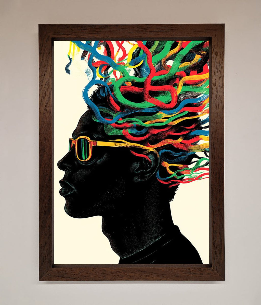Multicolour Noodle Hair Framed Print