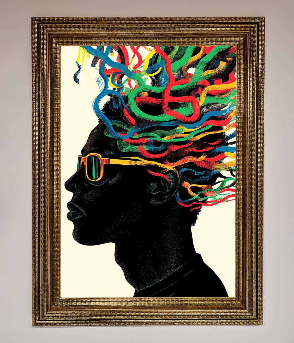 Multicolour Noodle Hair Framed Print