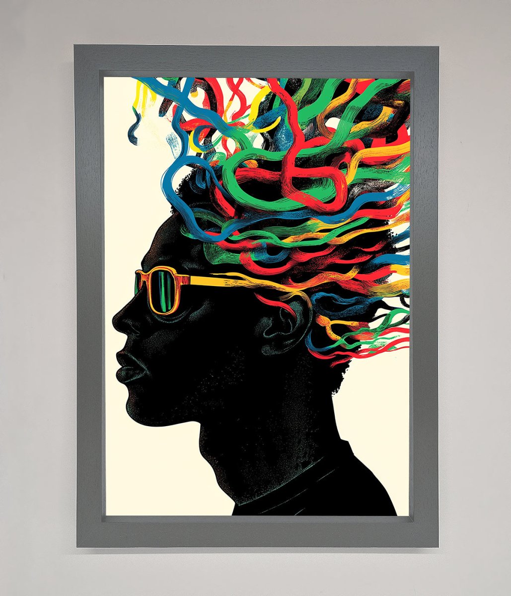 Multicolour Noodle Hair Framed Print