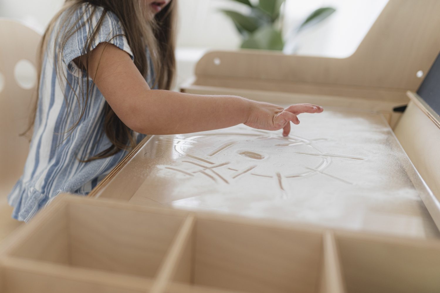 luula kids art table with sand tray and water bowl for sensory play