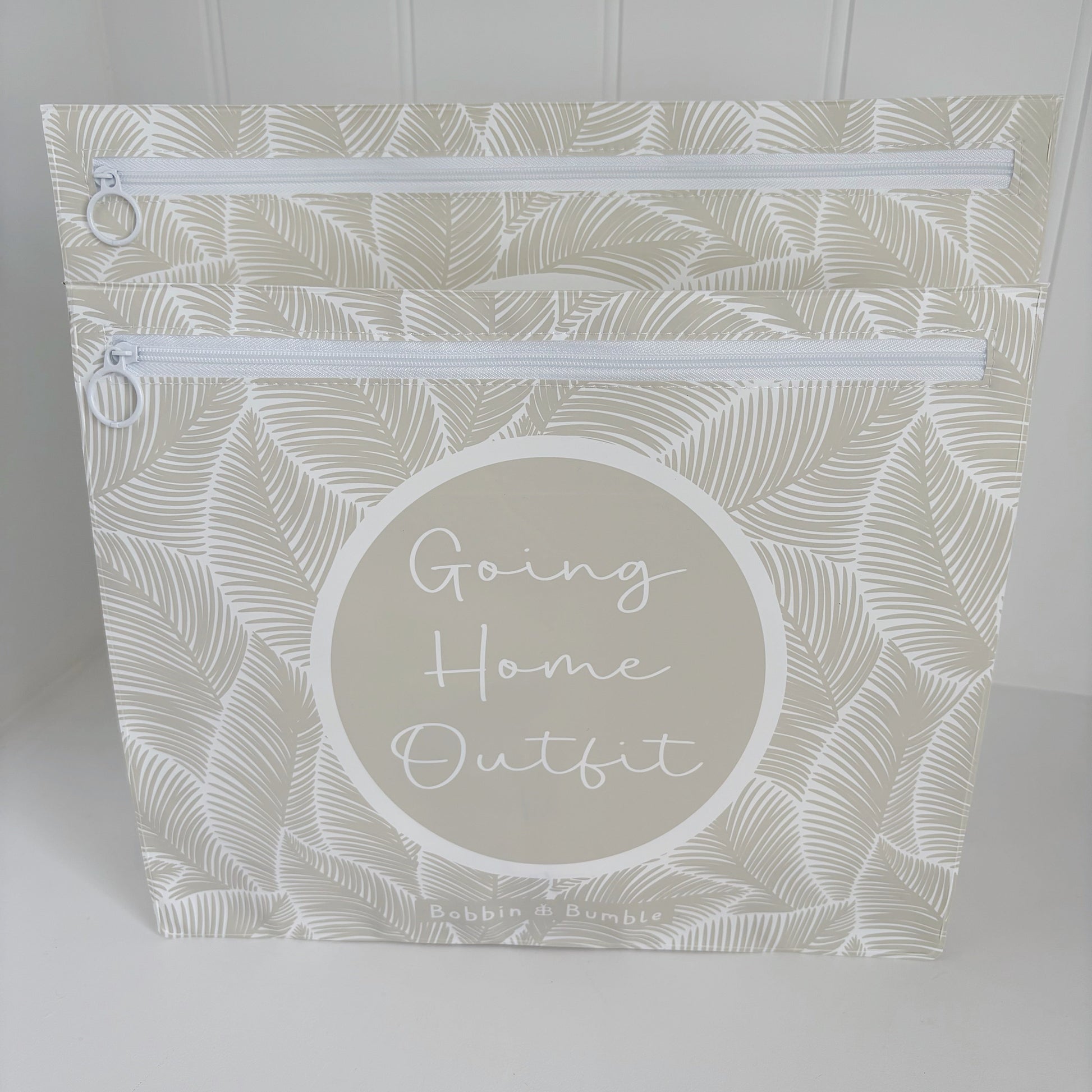 Hospital Bag Organiser Pouches - Unisex Beige Leaf Print