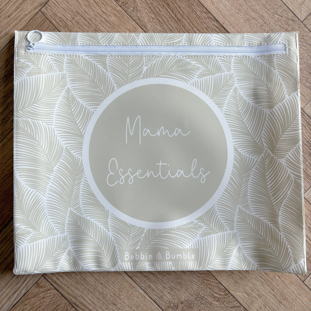 Hospital Bag Organiser Pouches - Unisex Beige Leaf Print