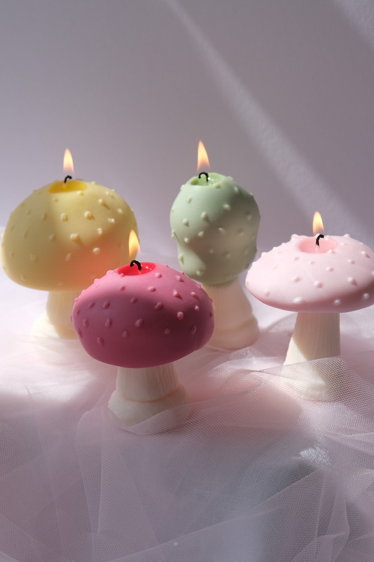 Handcrafted Mushroom Shaped Candles in Pastel