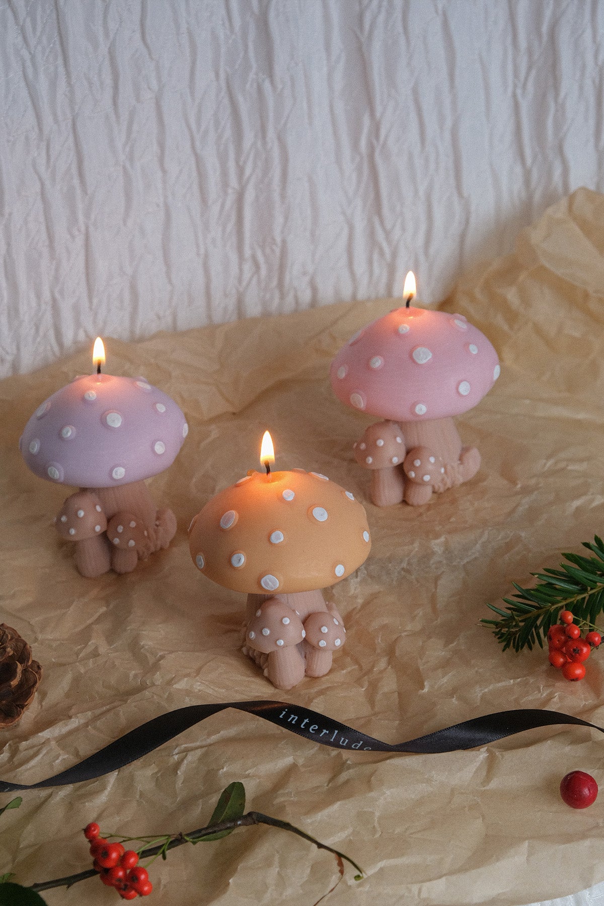 Mushroom Shaped Candle Hand Painted