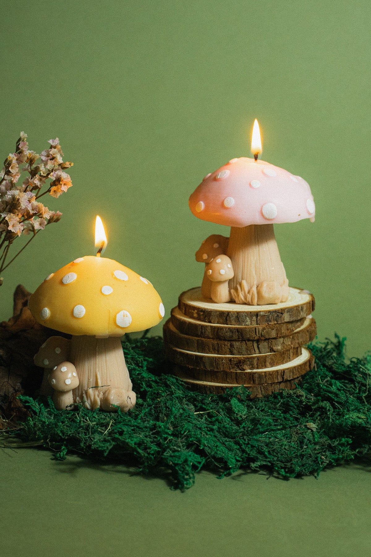 Mushroom Shaped Candle Hand Painted