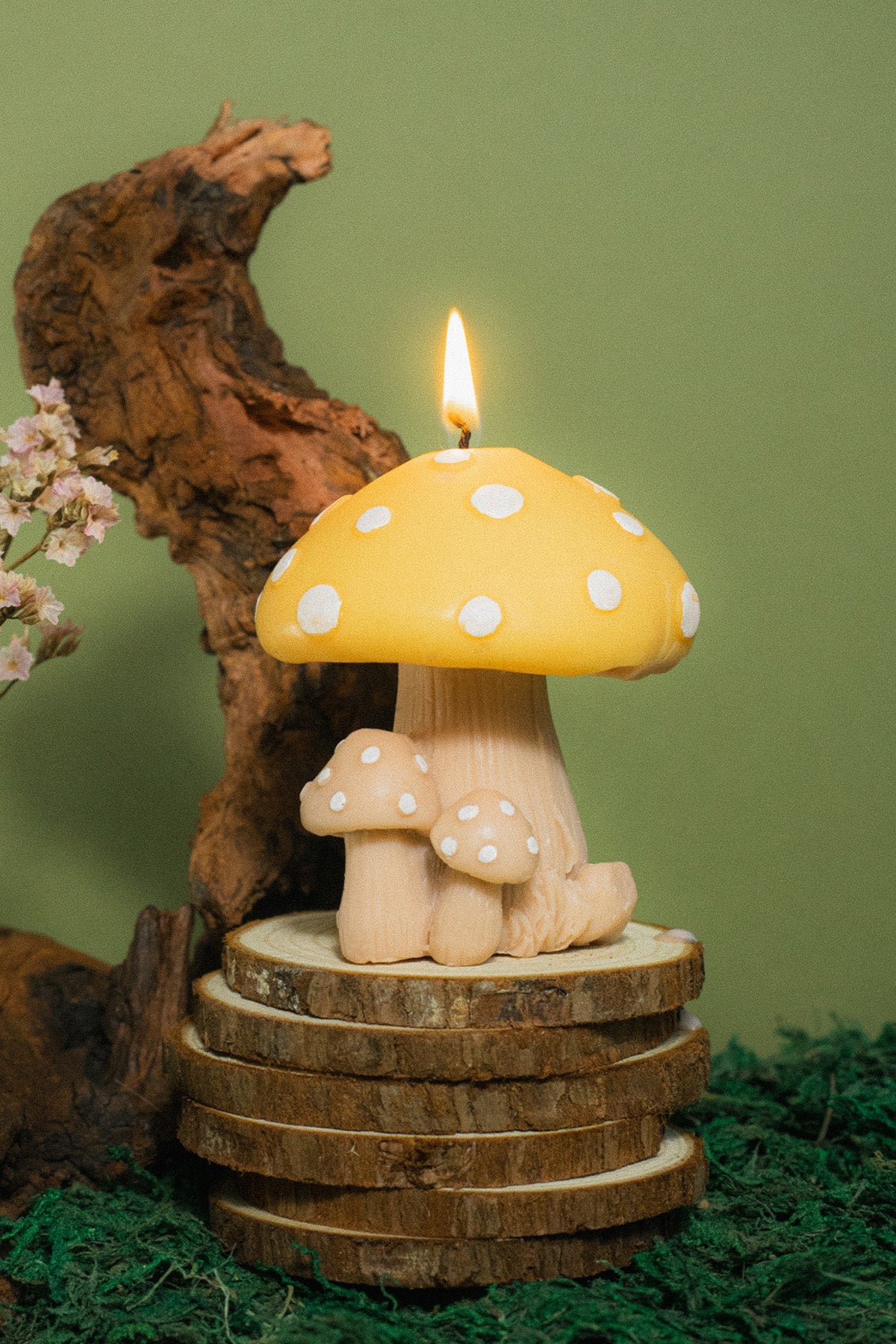 Mushroom Shaped Candle Hand Painted