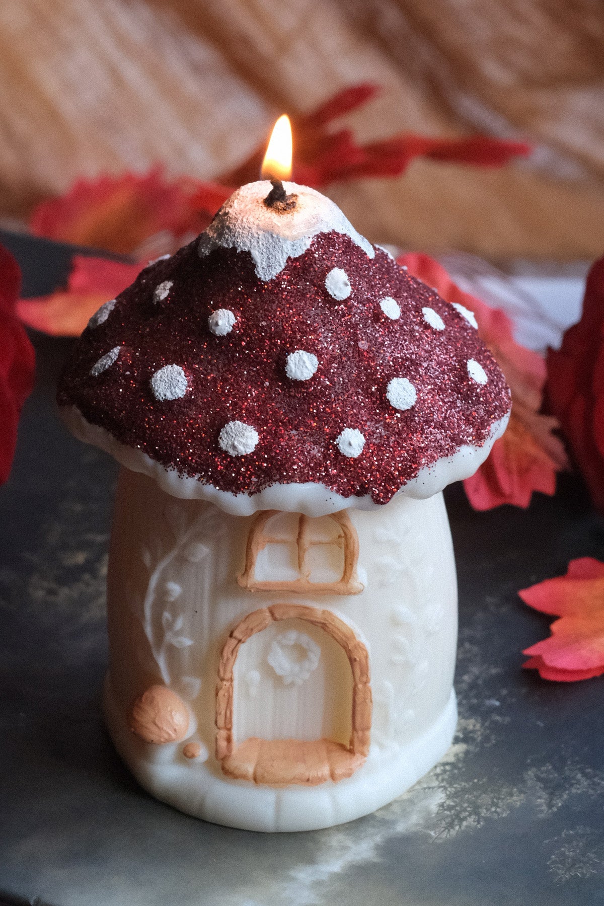 Mushroom House Candle Handmade Soy Wax