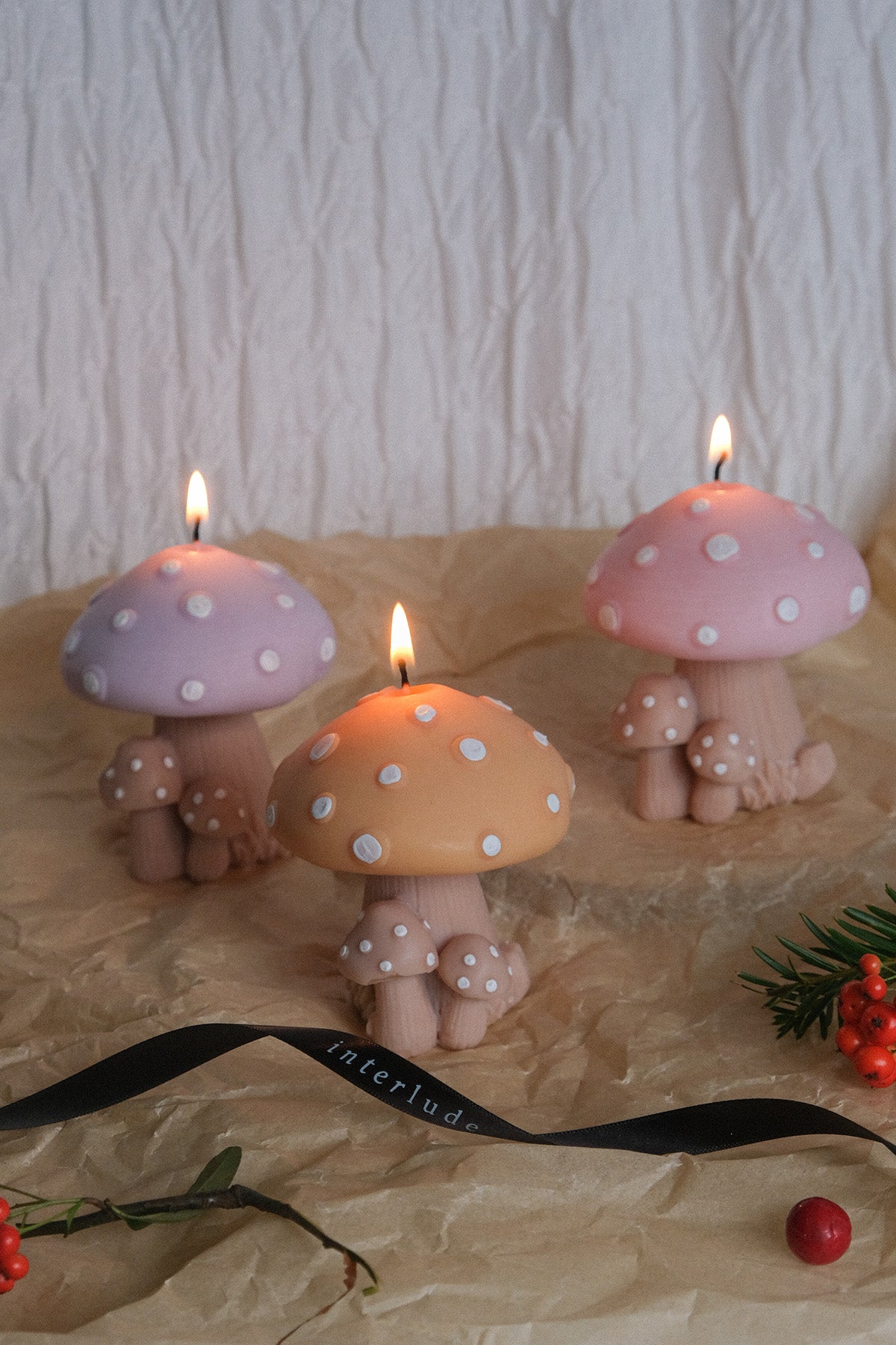Mushroom Shaped Candle Hand Painted