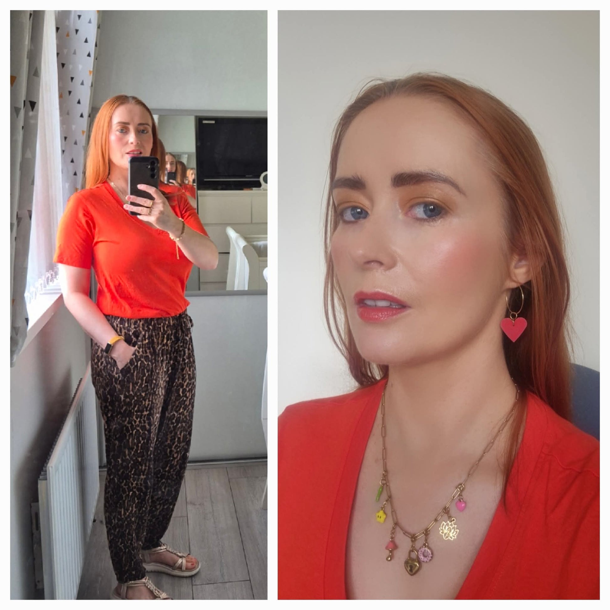 Mustard and Pink Mini Heart Cork Charms