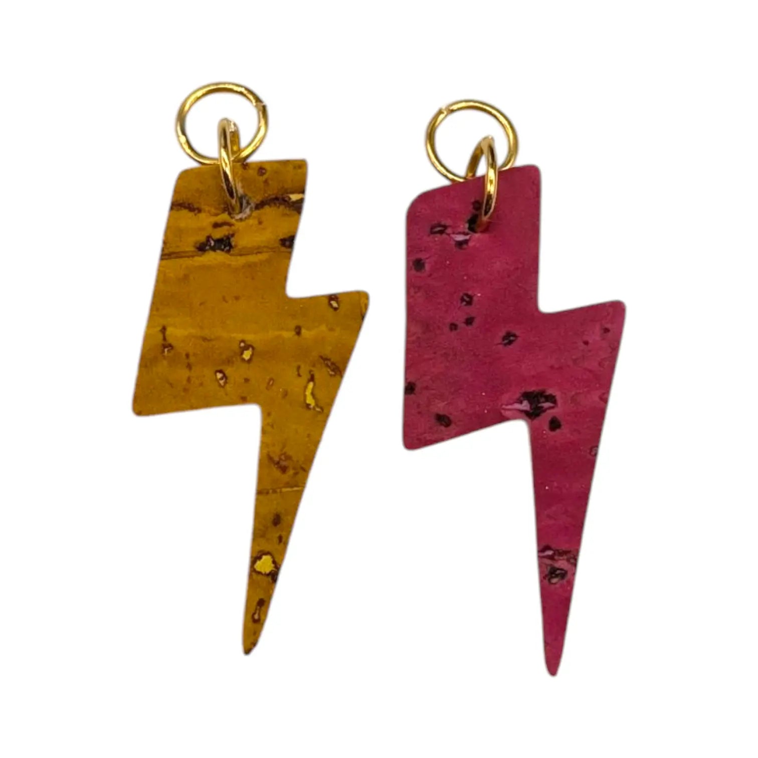 Mustard and Pink Mini Lightning Bolt Cork Charms