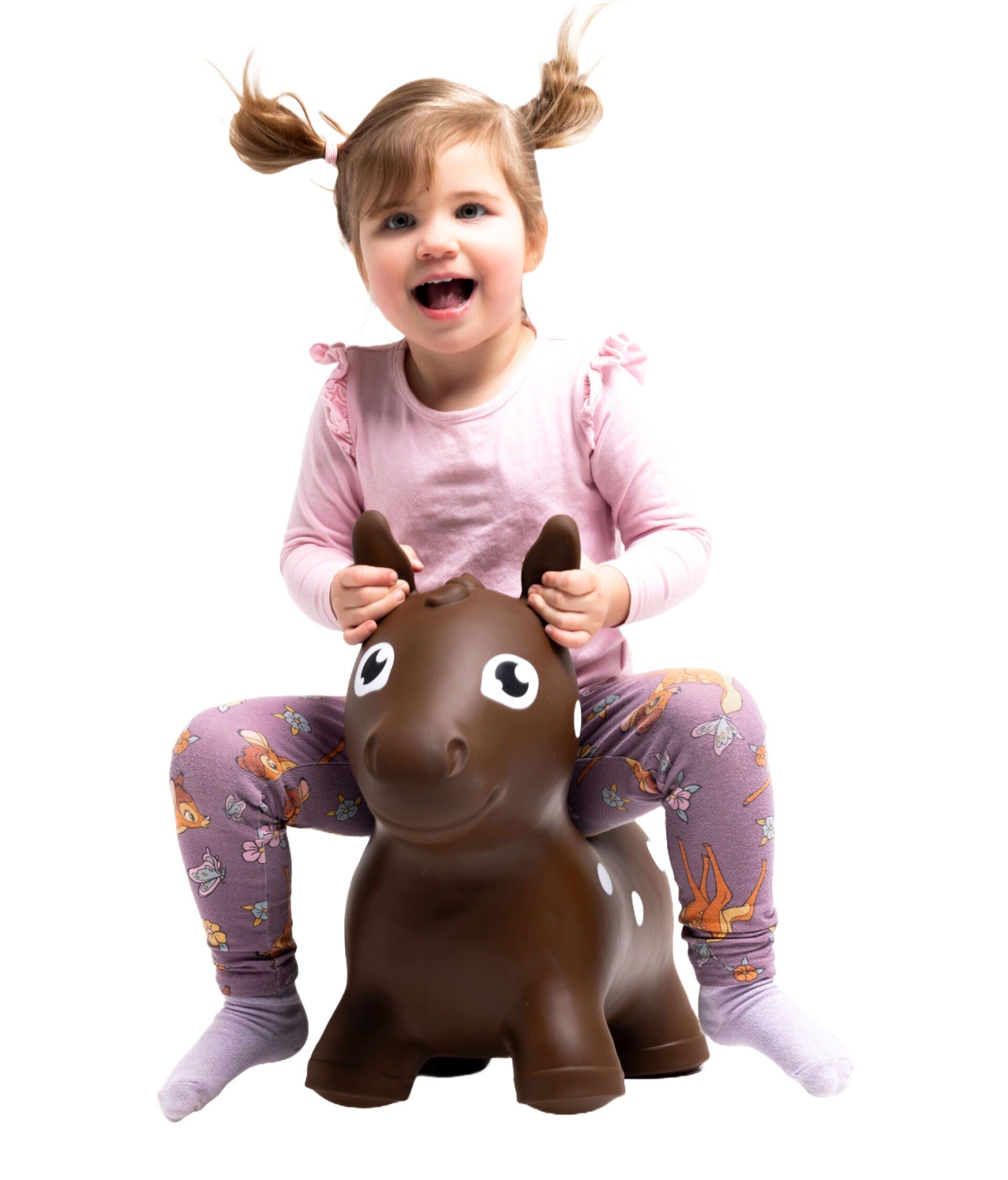elegant brown horse hopper toy for kids in a refined indoor play setting