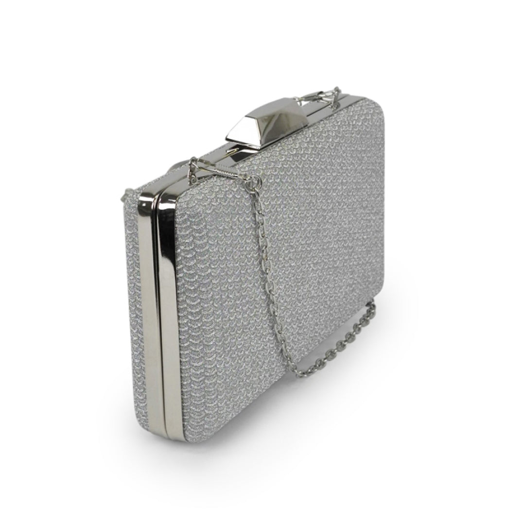 Stylish Nabo Silver Evening Bag – Timeless with Chain Strap by Nabo at www.brixbailey.com
