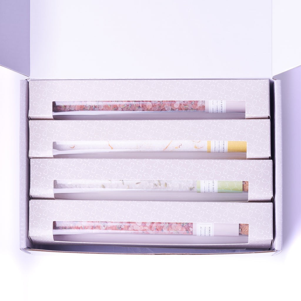Natural Bath Salts Gift Set in 8 Glass Tubes