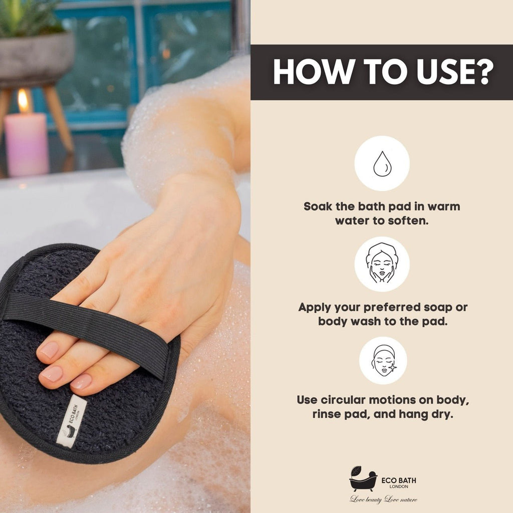 Natural Sisal Hemp Bath Pad in Black