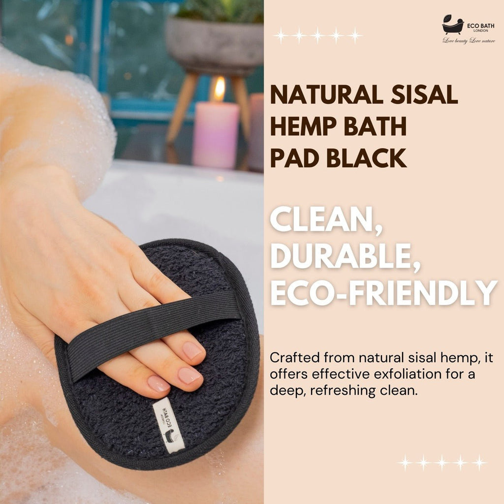 Natural Sisal Hemp Bath Pad in Black