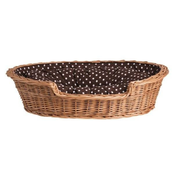 Natural Wicker Dog Bed Poppy With Cushion, 75x57 cm