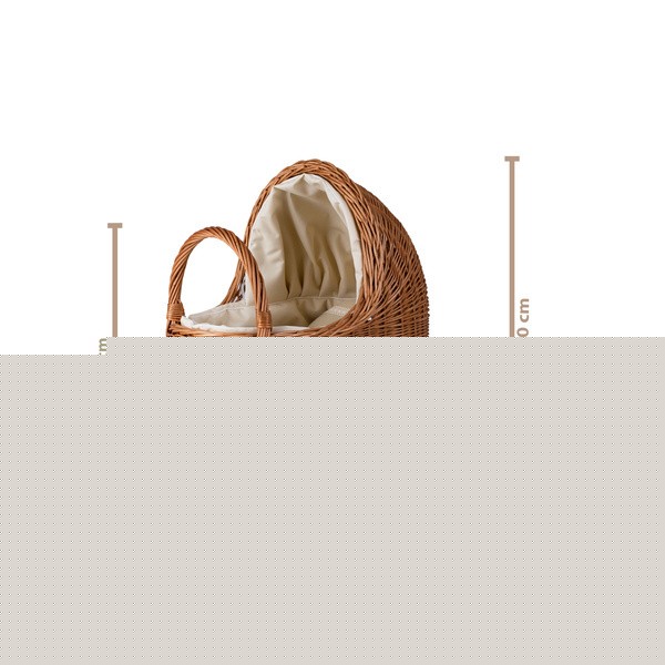 Natural Wicker Doll Pram – Beige Bedding