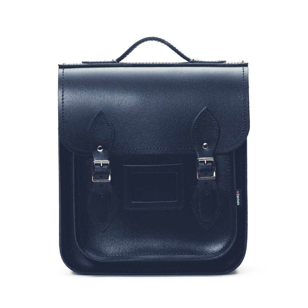 Handmade Leather City Backpack Navy Blue