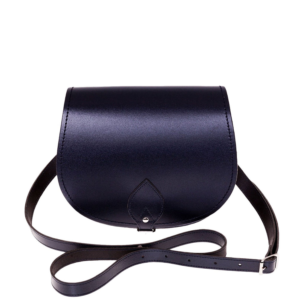 Handmade Leather Saddle Bag in Navy