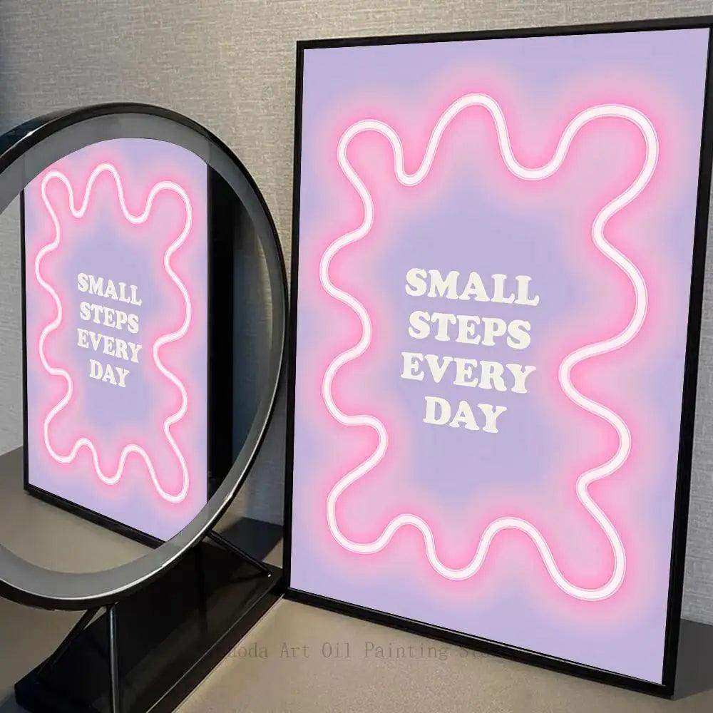 Neon Progress Print with Motivational Daily Message