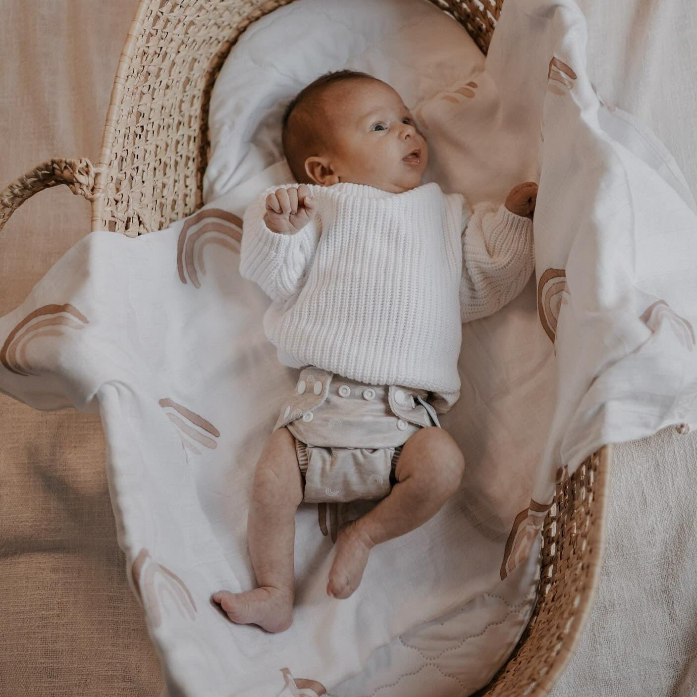 Newborn Reusable Cloth Nappy in White