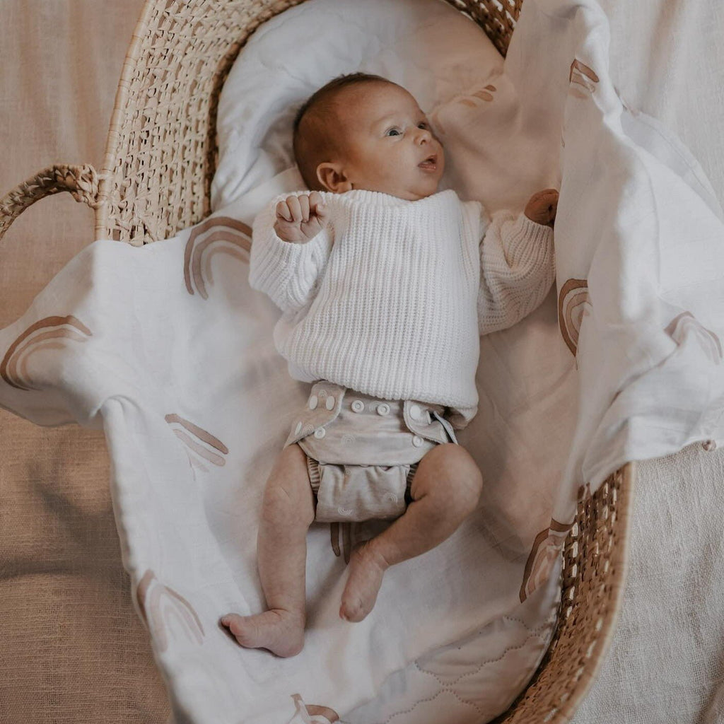 Newborn Reusable Cloth Nappy in Dottie Sage