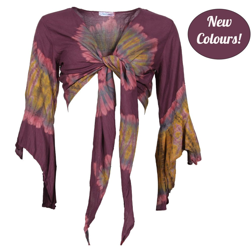 Tie Dye Bell Sleeve Wrap Top