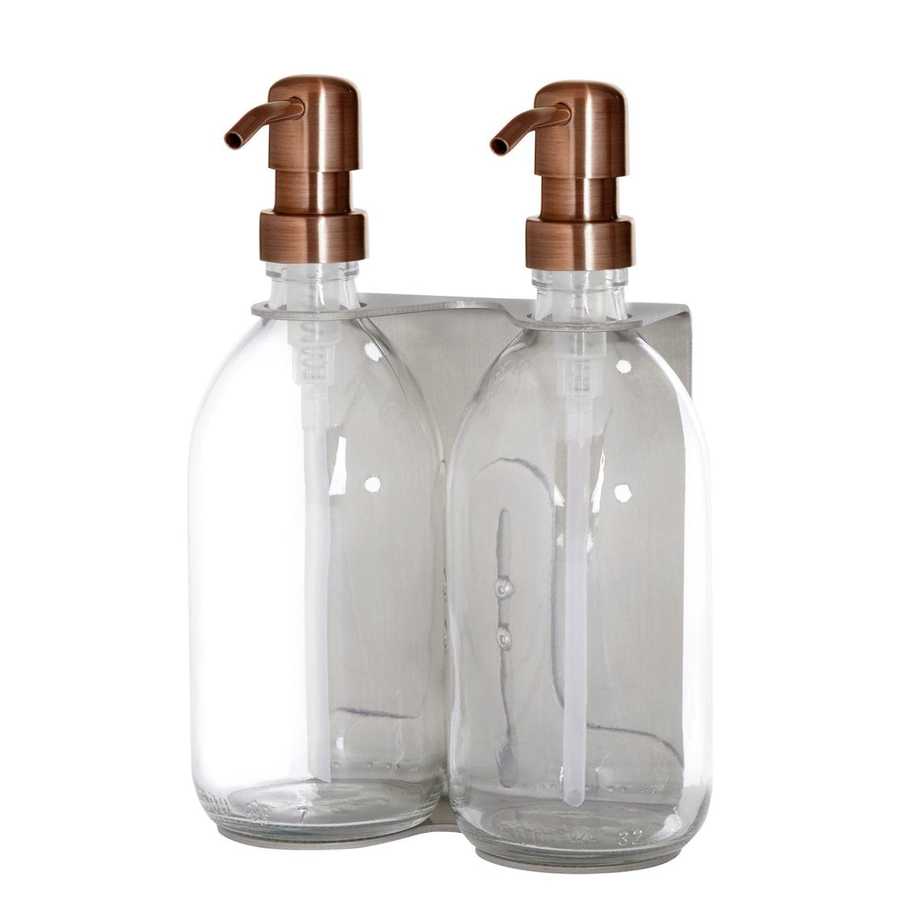 Nickel Double Wall Mounted Soap Dispenser