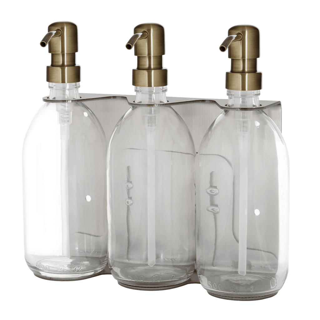Triple Wall Mounted Soap Dispenser in Nickel
