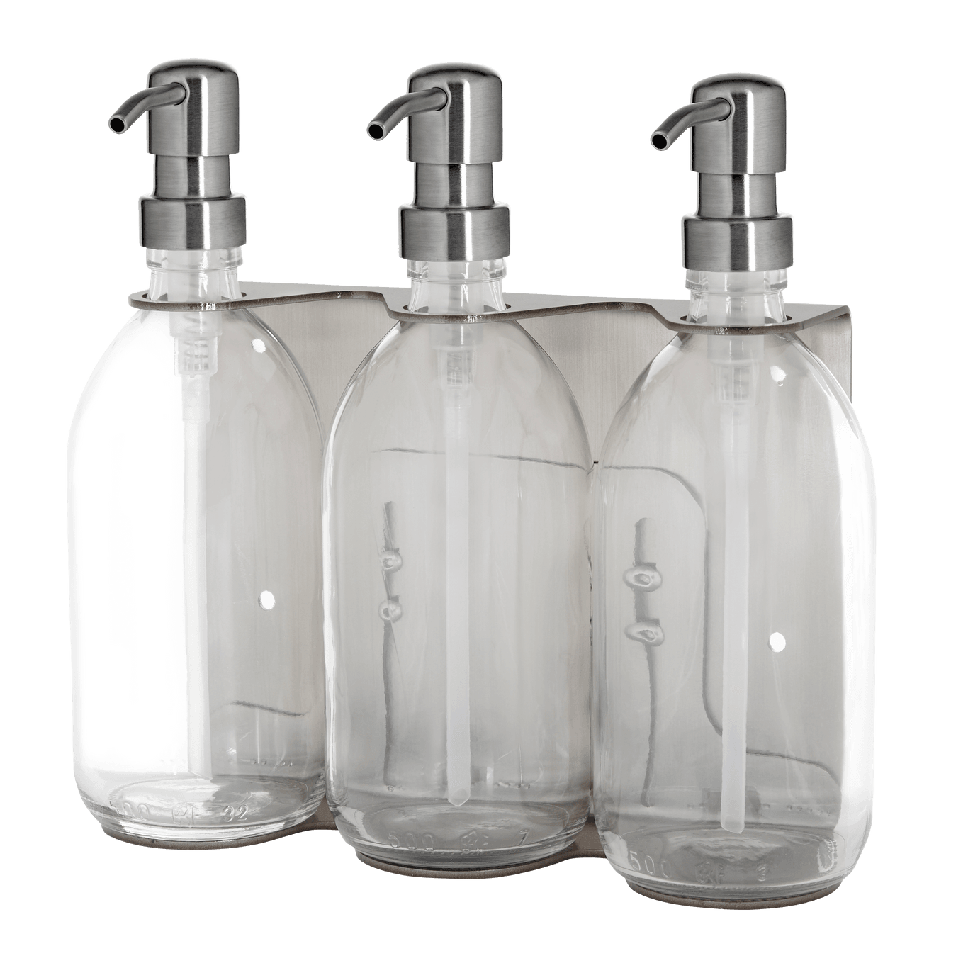 Triple Wall Mounted Soap Dispenser in Nickel