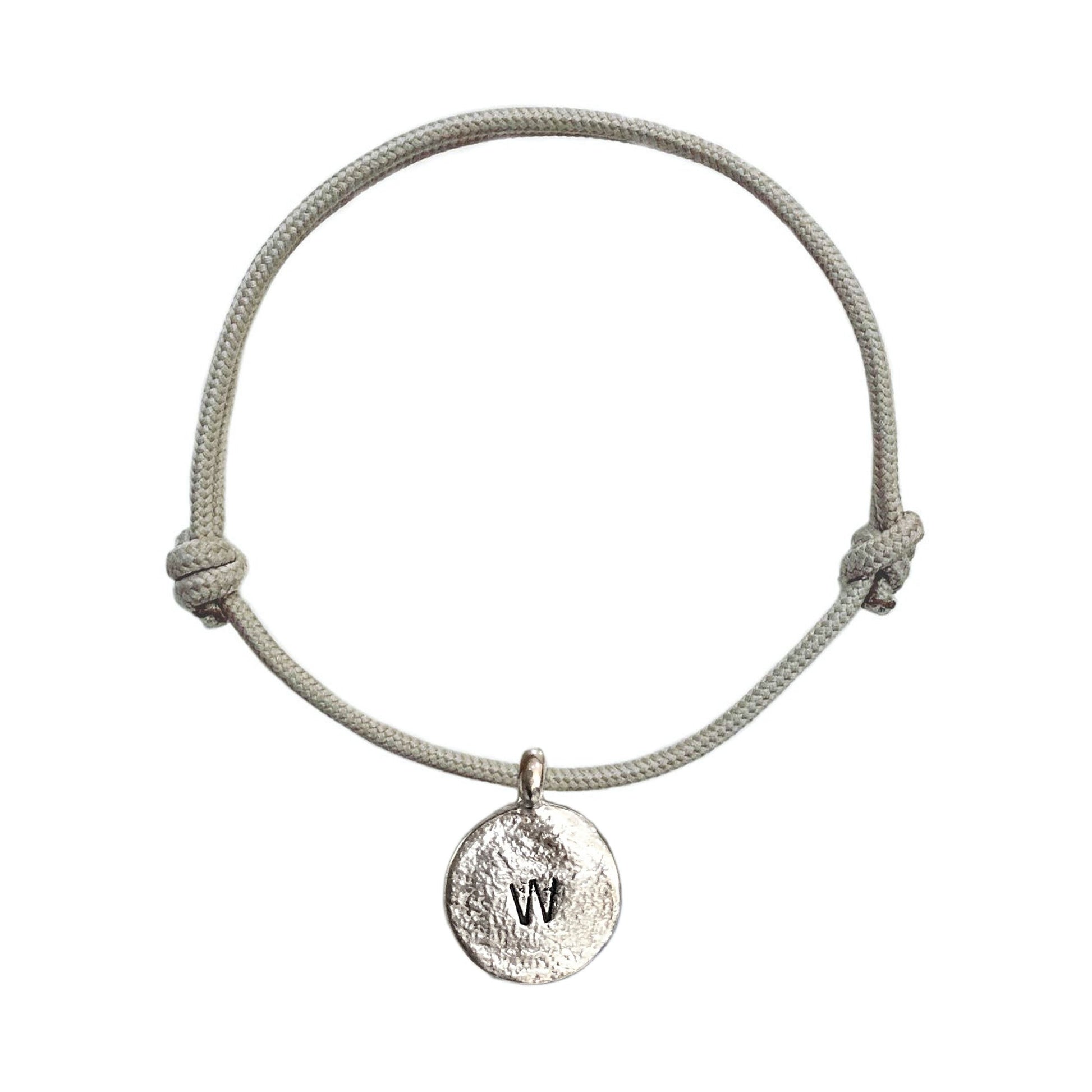 Personalised New Moon Rope Bracelet in Sterling Silver