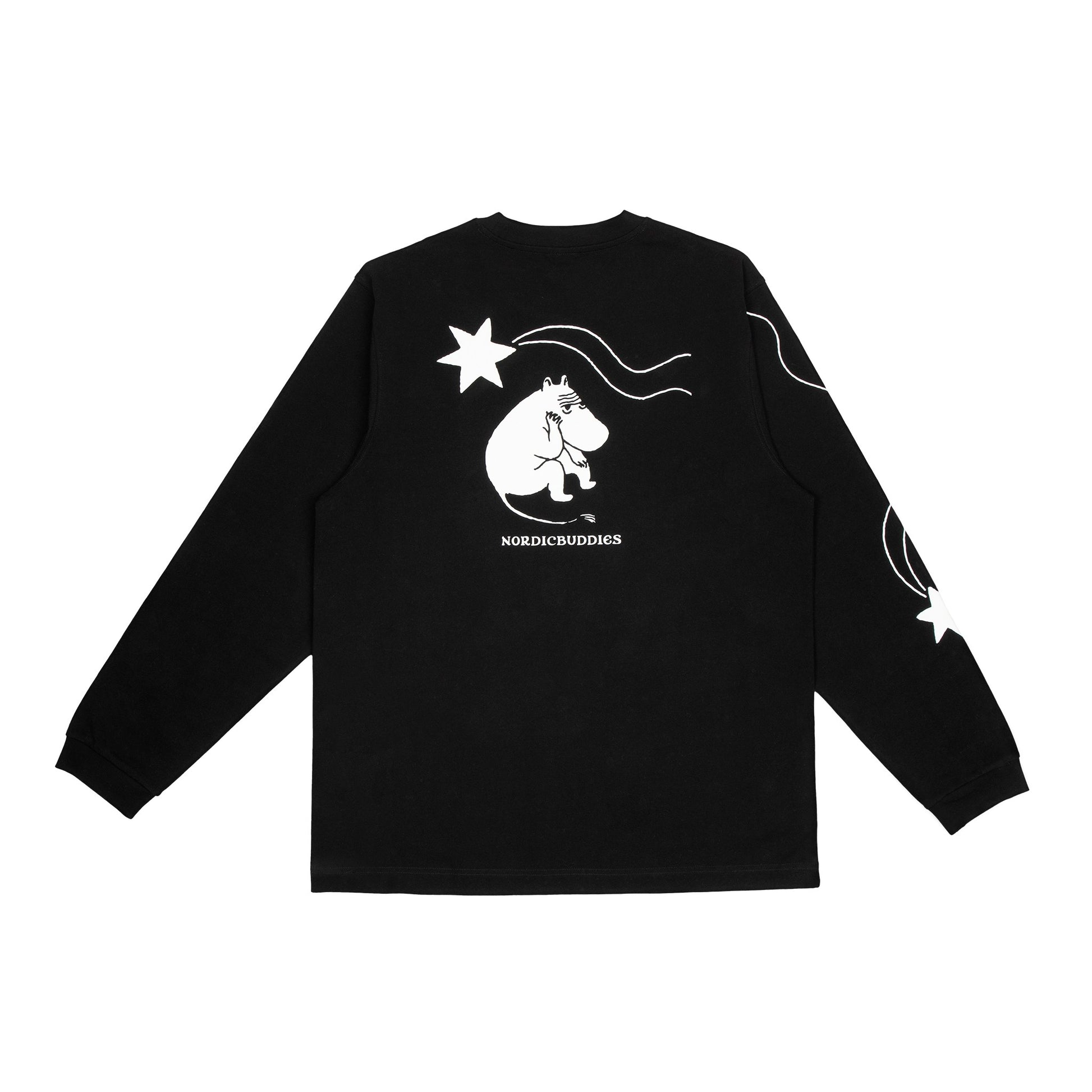 soft black moomin shirt with a comforting illustration, perfect for cozy winter loungewear