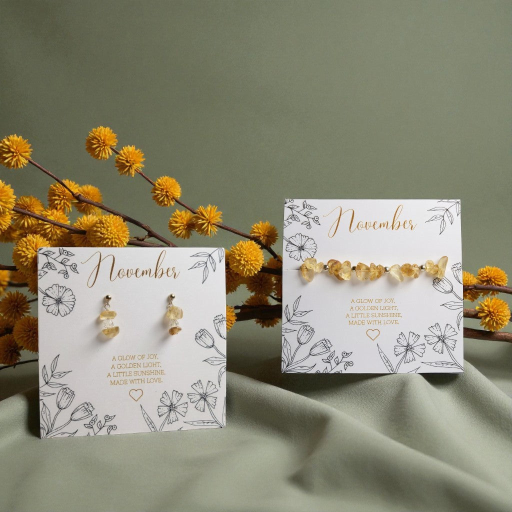 Citrine Bracelet and Earring Set in Sterling Silver or Gold Filled