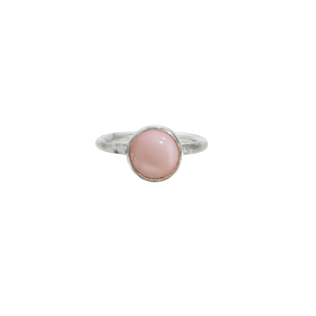 Pink Opal Moon Ring in Sterling Silver