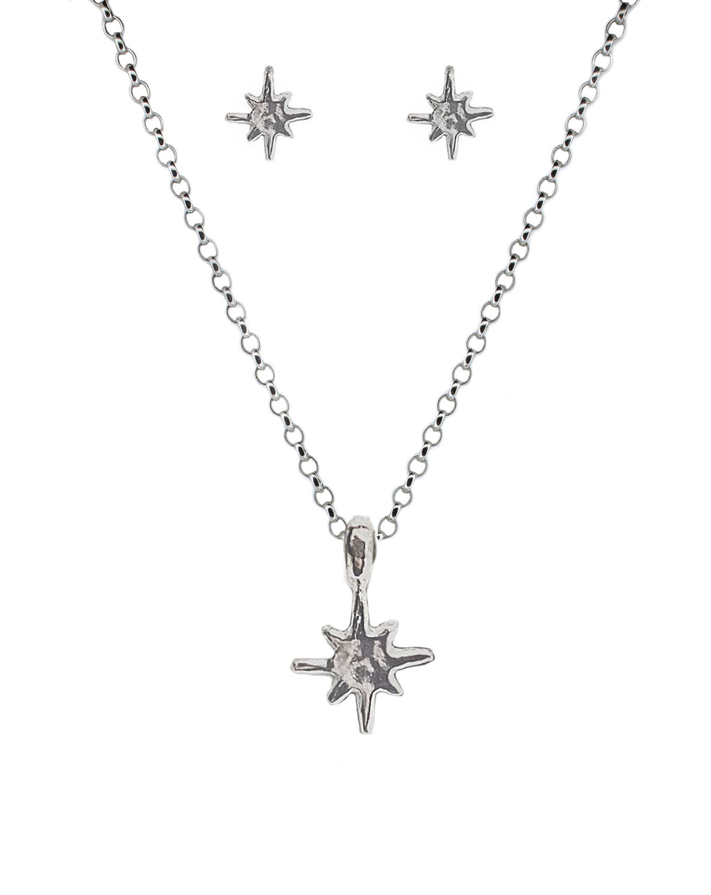 North Star Silver Necklace and Earring Set