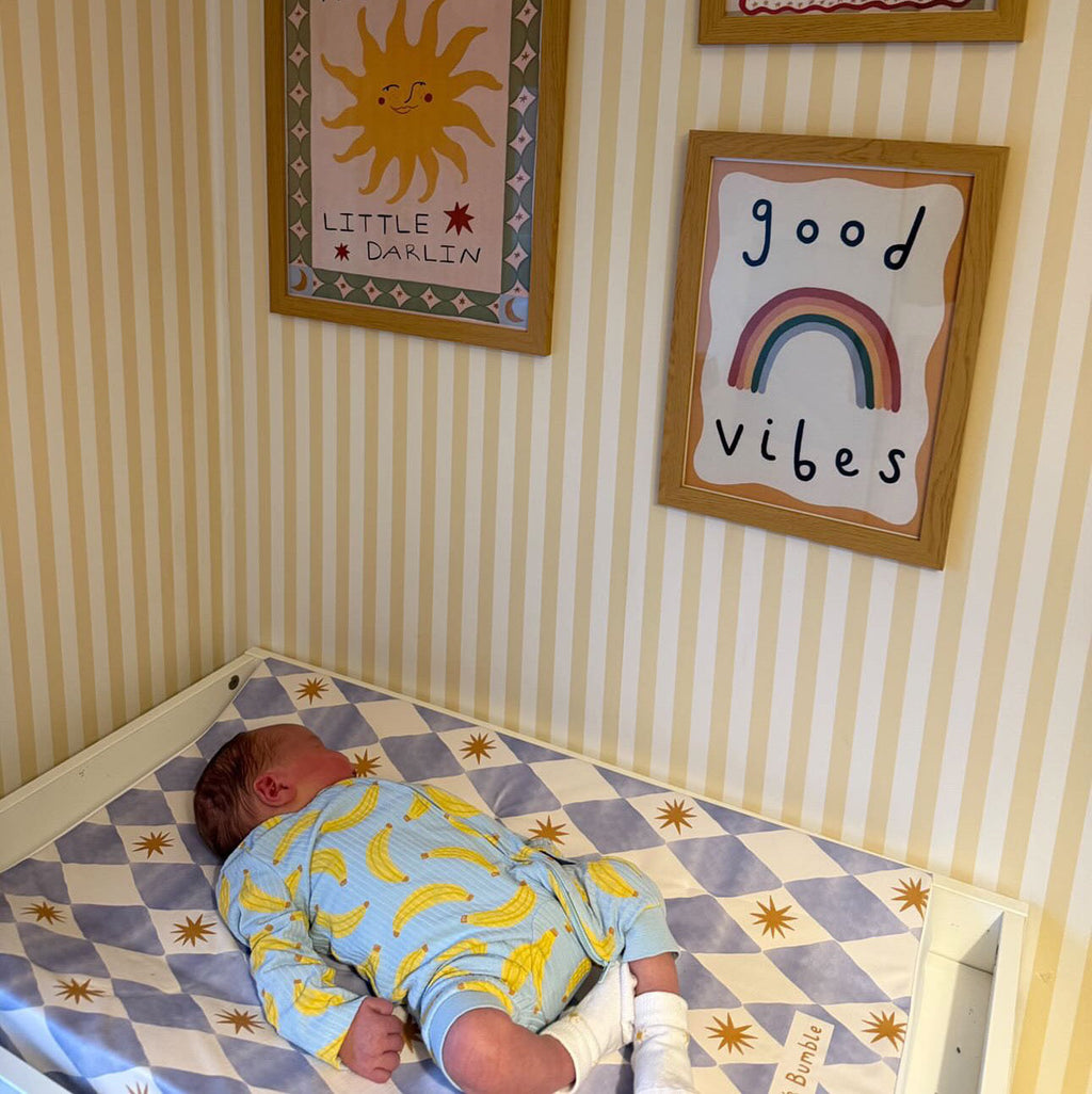 Anti-Roll Wedge Baby Changing Mat - Blue Harlequin