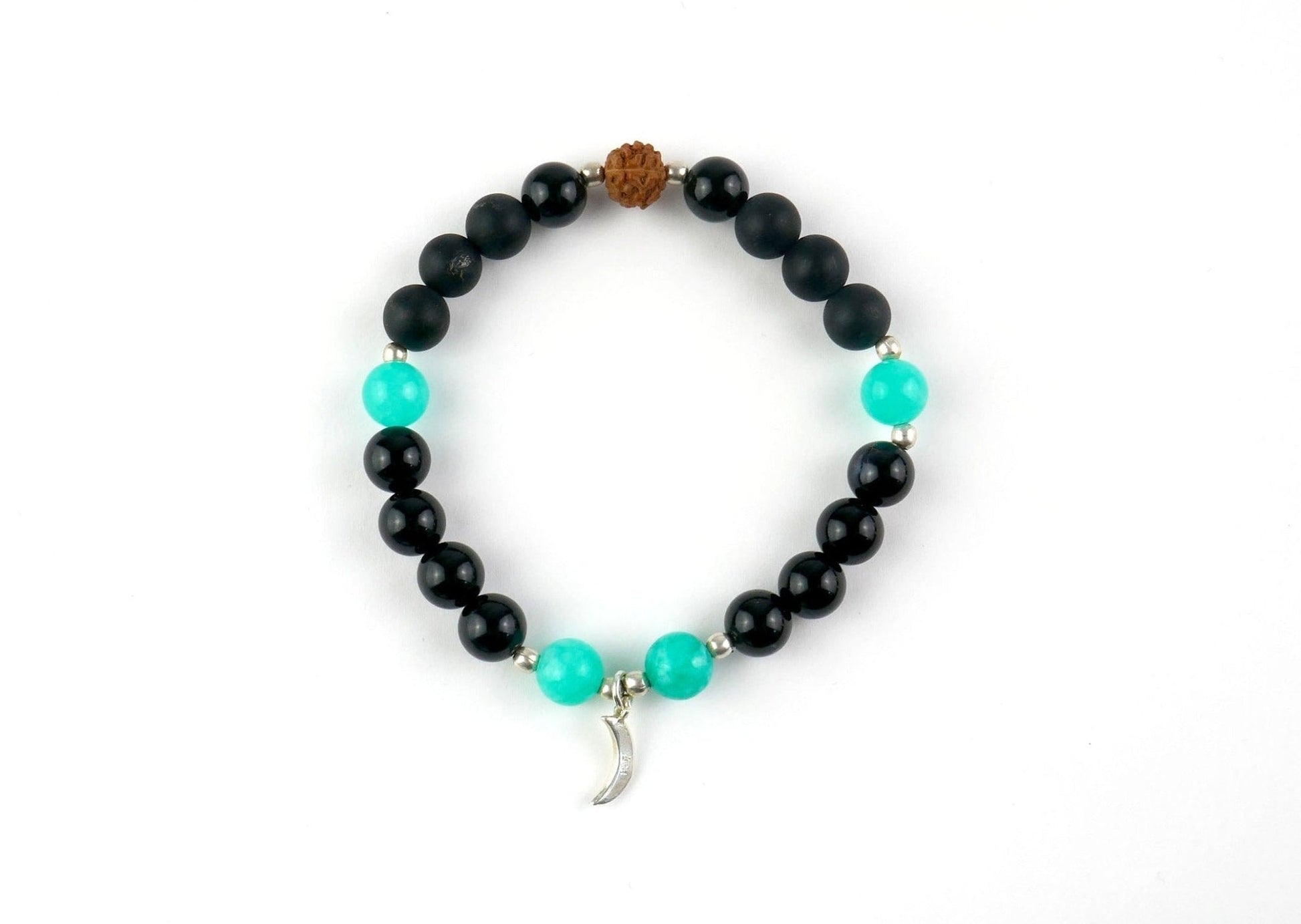 Japa Mala Bracelet with Obsidian and Quartz
