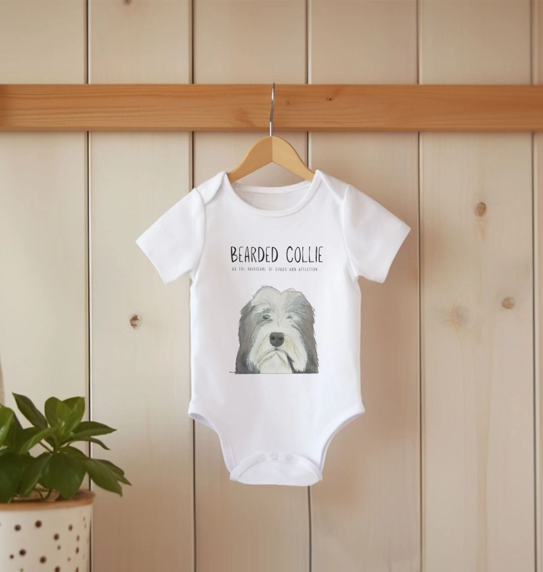 Bearded Collie Baby Bodysuit Organic Cotton