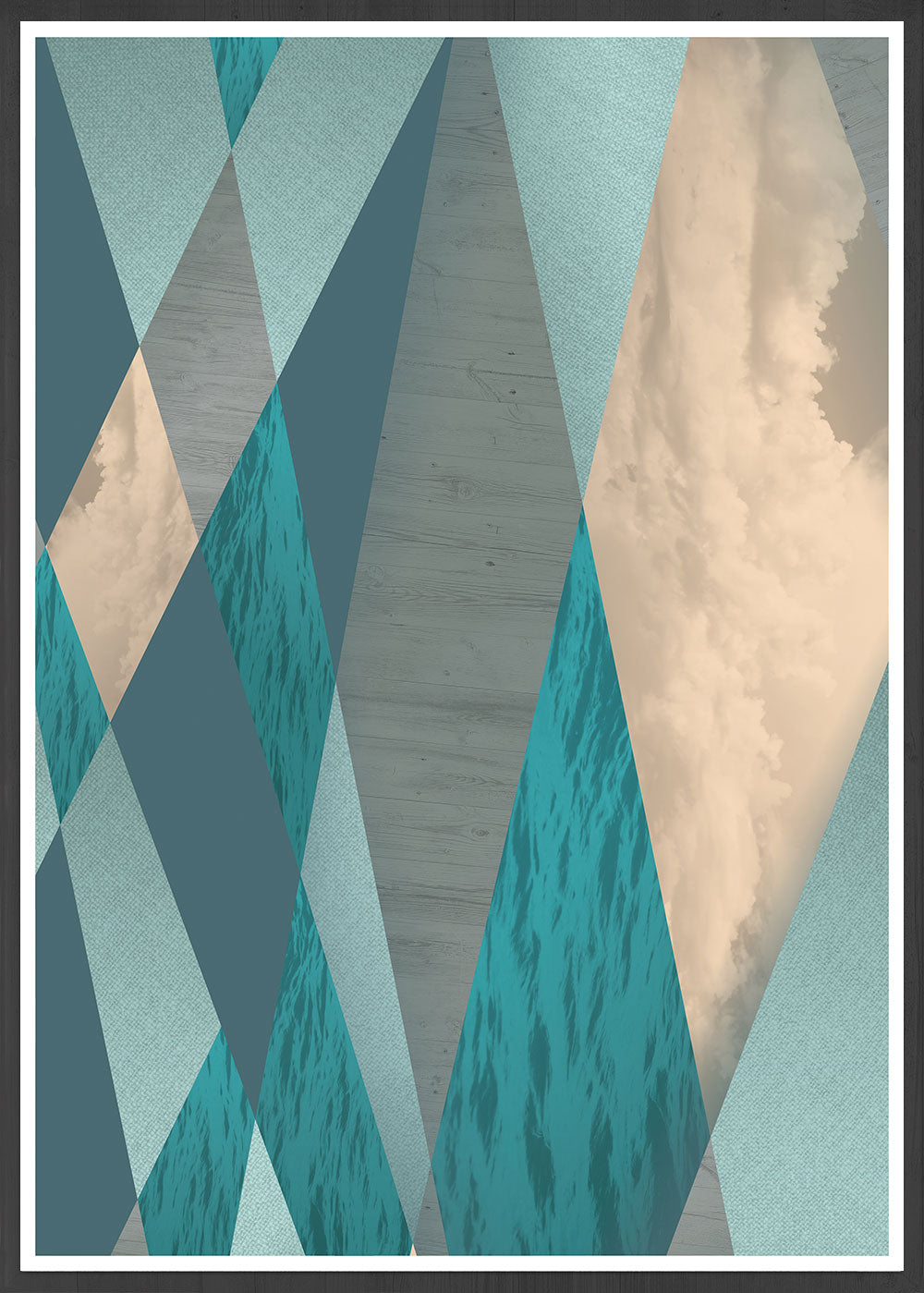 Geometric Ocean Print in Natural Tones