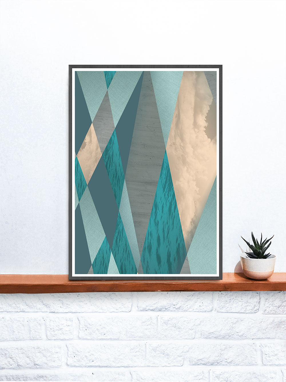 Geometric Ocean Print in Natural Tones