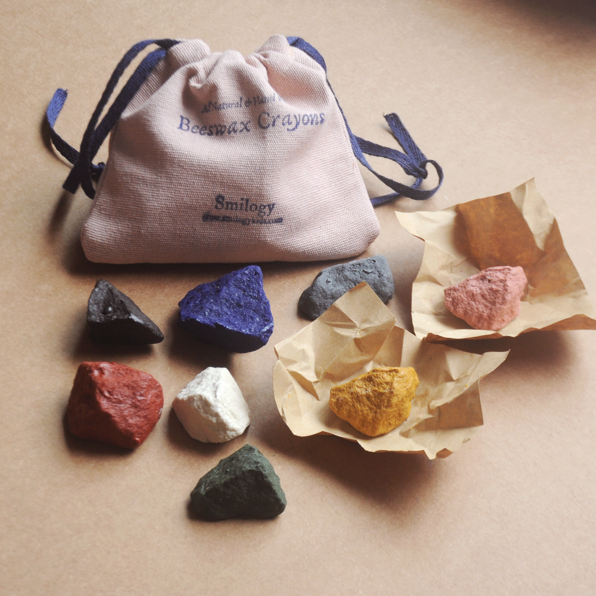 Ocean Rock Beeswax Crayons Set of 8 with Cotton Pouch