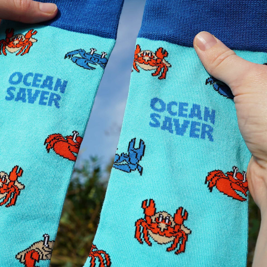 Save the Crabs Bamboo Socks in Blue