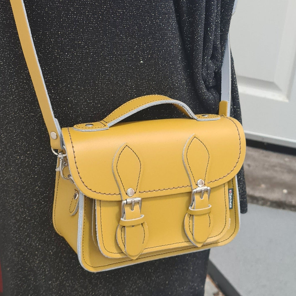 Handmade Leather Micro Satchel in Yellow Ochre